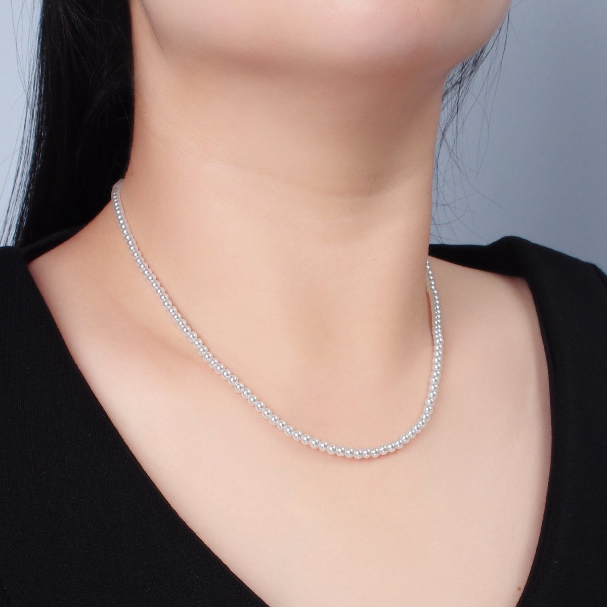 Handmade Shell Pearl Beaded Chain Necklace 17.3 inch | WA2571 - DLUXCA