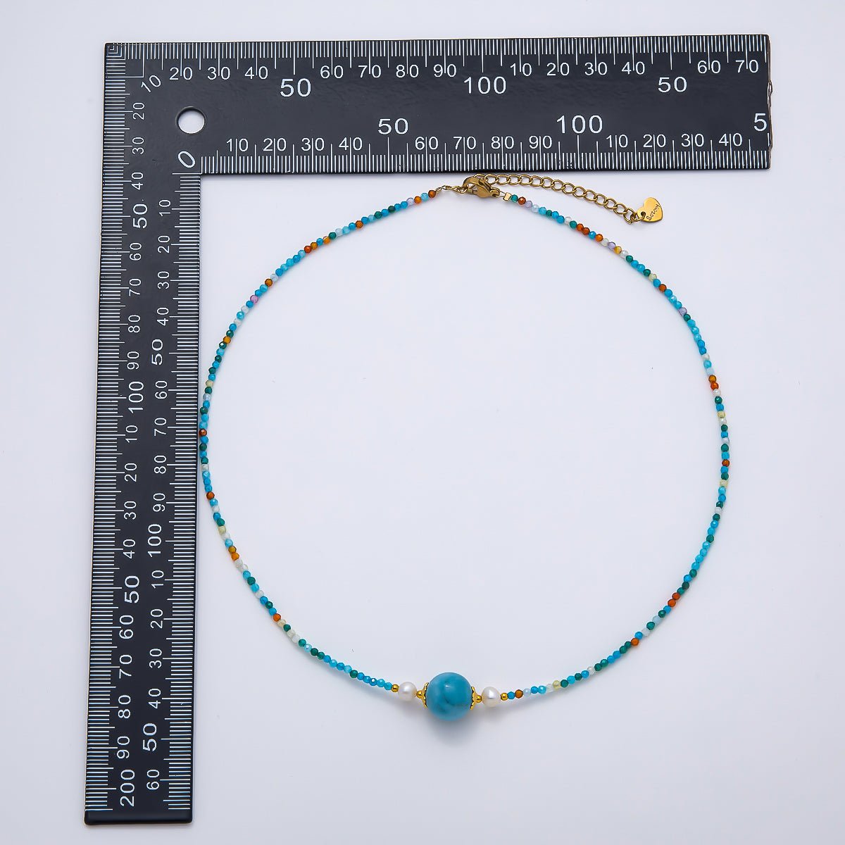 Handmade Stainless Steel 2mm Amazonite Gemstone Chain 16 Inch Necklace | WA-04639 - DLUXCA