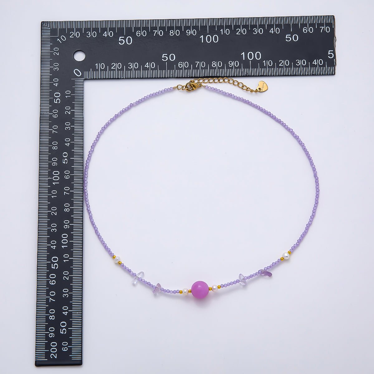 Handmade Stainless Steel 2mm Amethyst Gemstone Chain 16 Inch Necklace | WA-04638 - DLUXCA