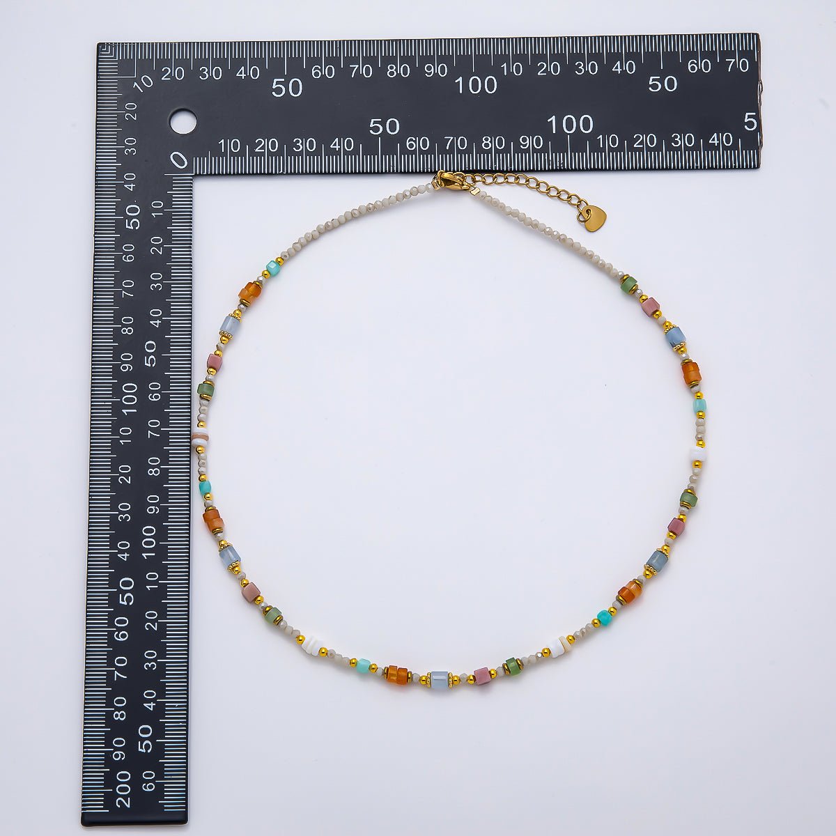 Handmade Stainless Steel 2mm Earth Tone Agate Gemstone Chain 16 Inch Necklace | WA-04641 - DLUXCA