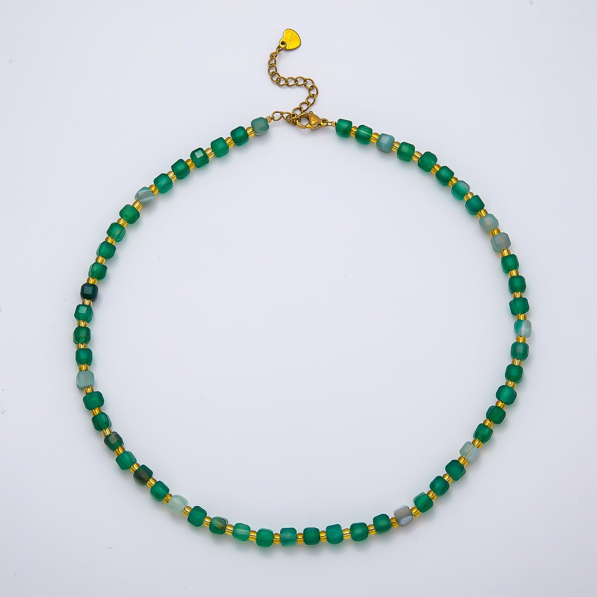 Handmade Stainless Steel 3mm Square Gemstone Chain 16 Inch Necklace | WA-04657 ~ WA-04663 - DLUXCA