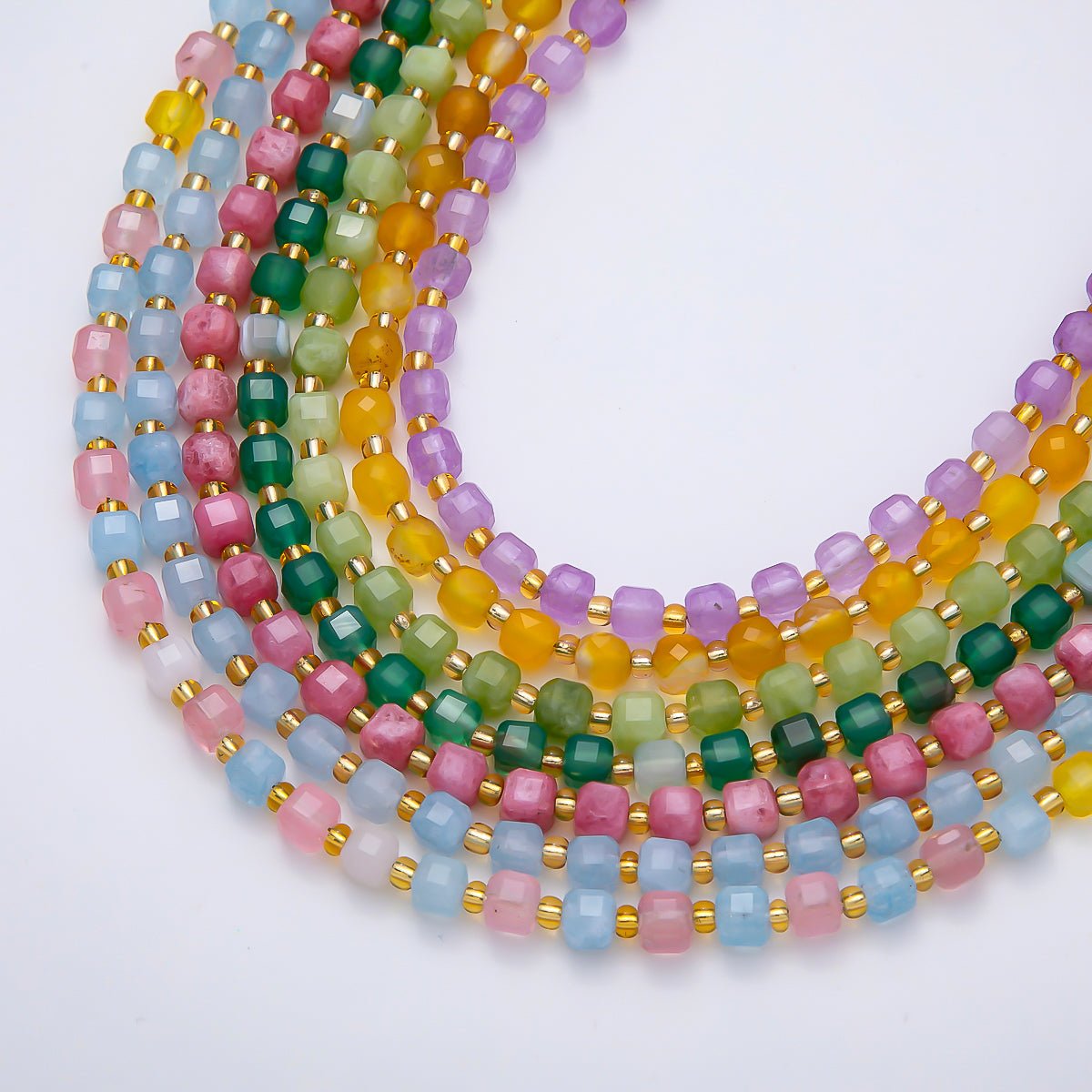 Handmade Stainless Steel 3mm Square Gemstone Chain 16 Inch Necklace | WA-04657 ~ WA-04663 - DLUXCA