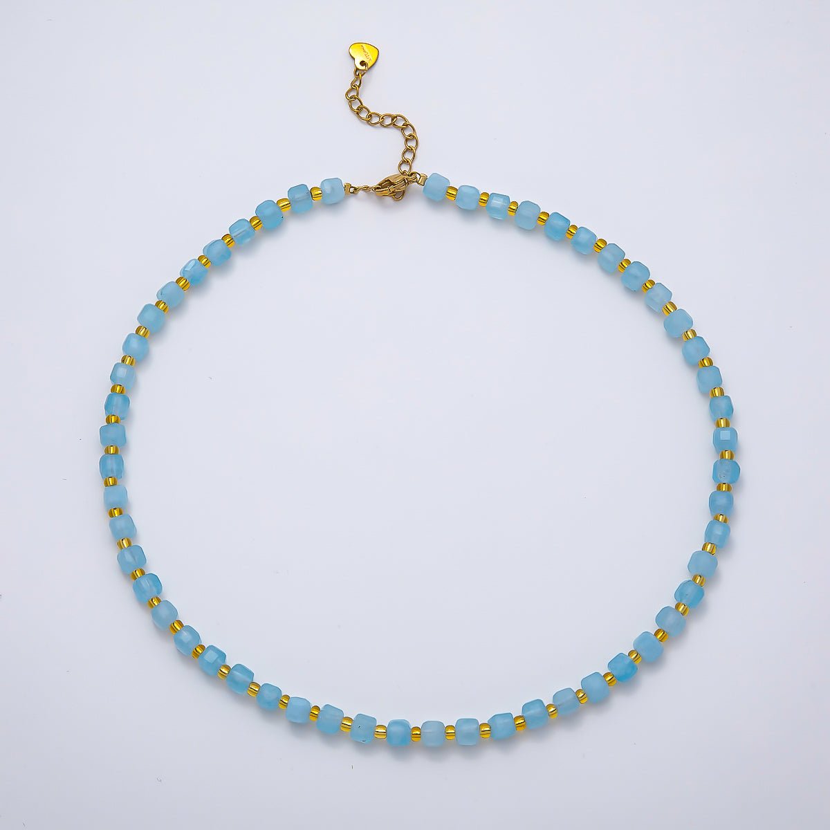 Handmade Stainless Steel 3mm Square Gemstone Chain 16 Inch Necklace | WA-04657 ~ WA-04663 - DLUXCA