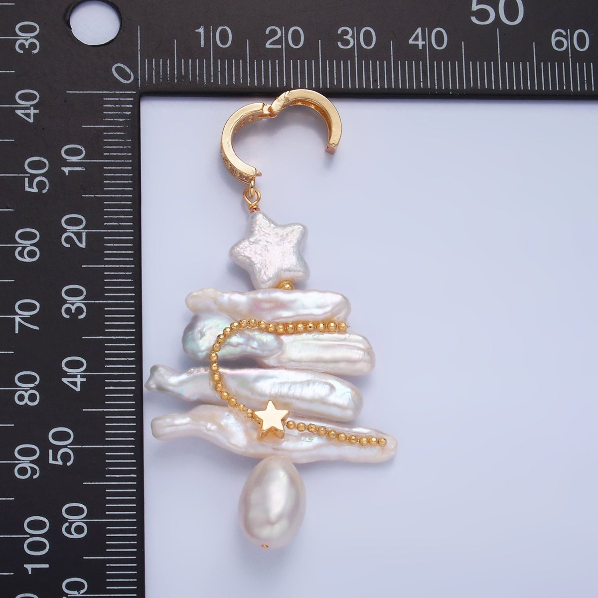 Handmade White Pearl Christmas Tree Necklace Charm Star Pendant P1937 - DLUXCA