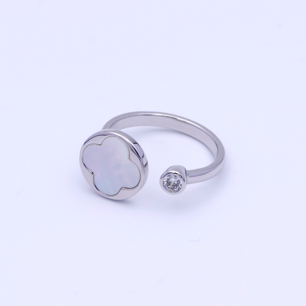 High Quality 18k Gold Plated Clover Ring Open Adjustable Silver Ring for Minimalist Jewelry U - 072 U - 077 - DLUXCA