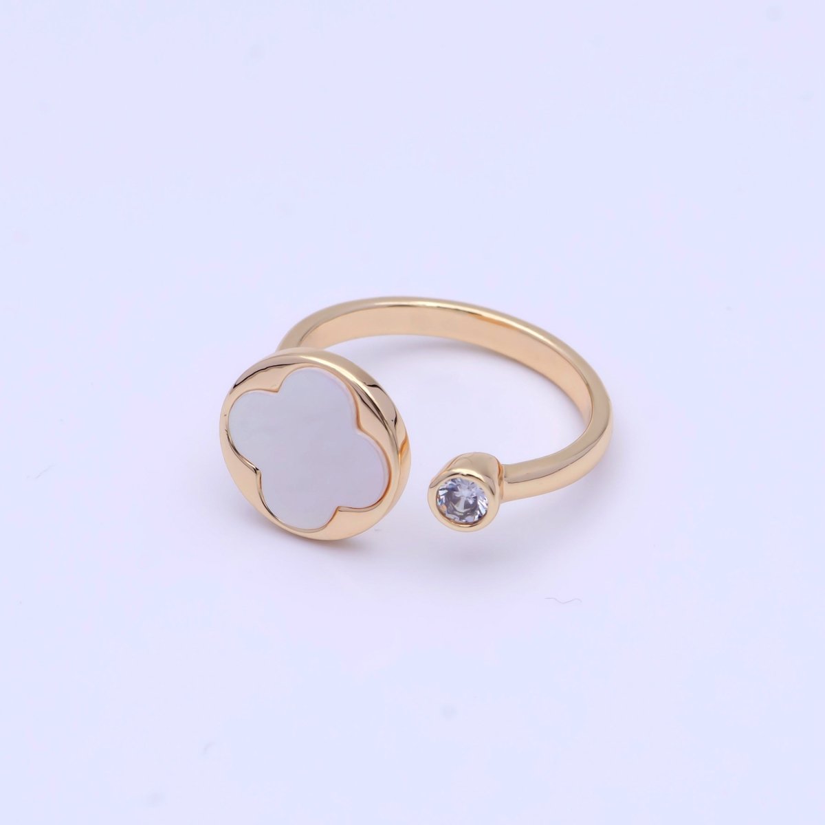 High Quality 18k Gold Plated Clover Ring Open Adjustable Silver Ring for Minimalist Jewelry U - 072 U - 077 - DLUXCA