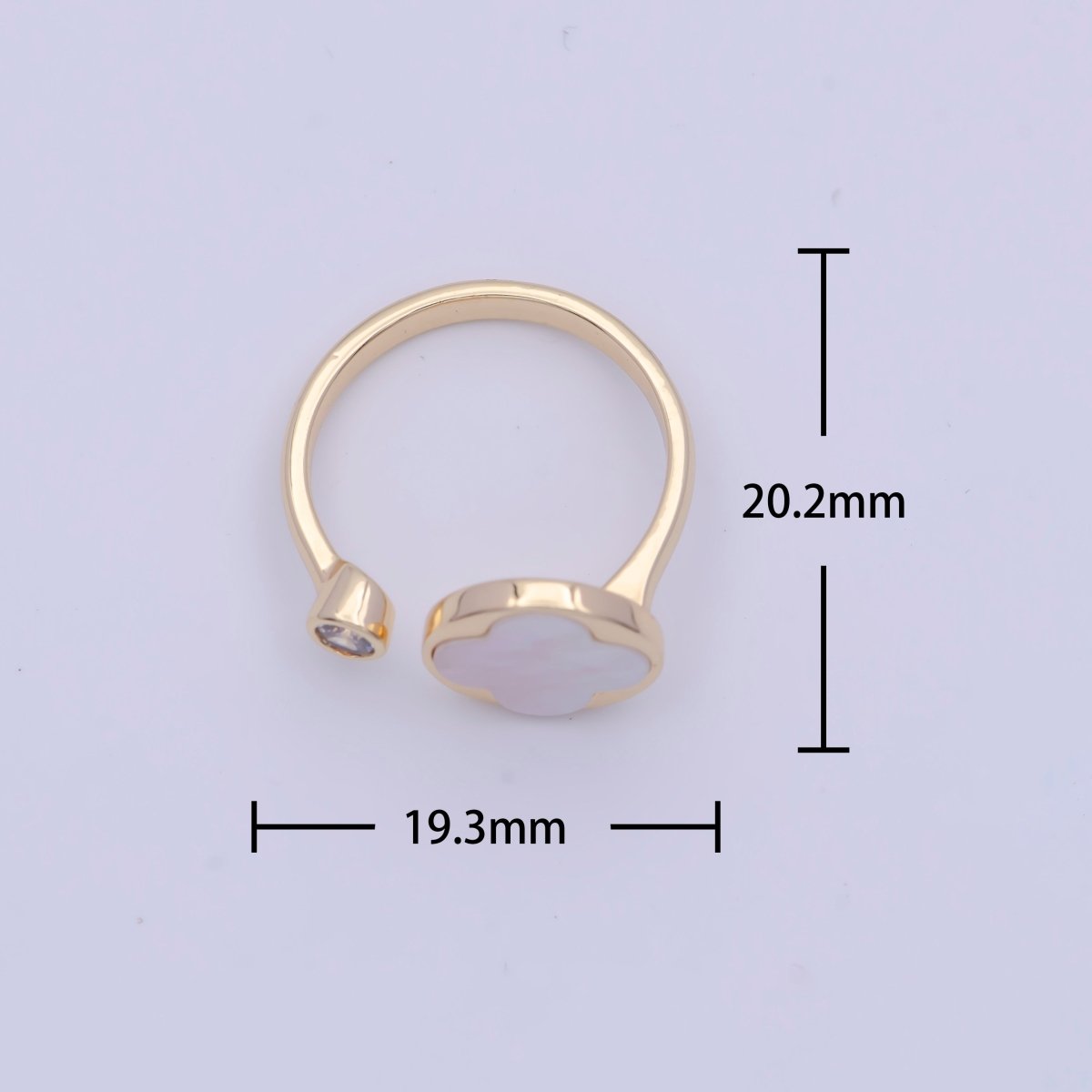 High Quality 18k Gold Plated Clover Ring Open Adjustable Silver Ring for Minimalist Jewelry U - 072 U - 077 - DLUXCA