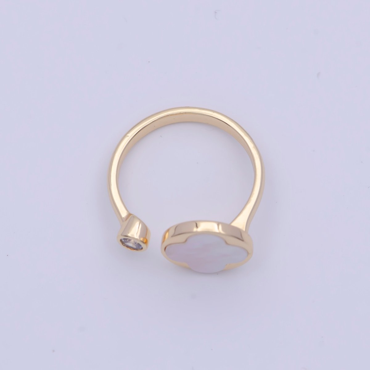 High Quality 18k Gold Plated Clover Ring Open Adjustable Silver Ring for Minimalist Jewelry U - 072 U - 077 - DLUXCA