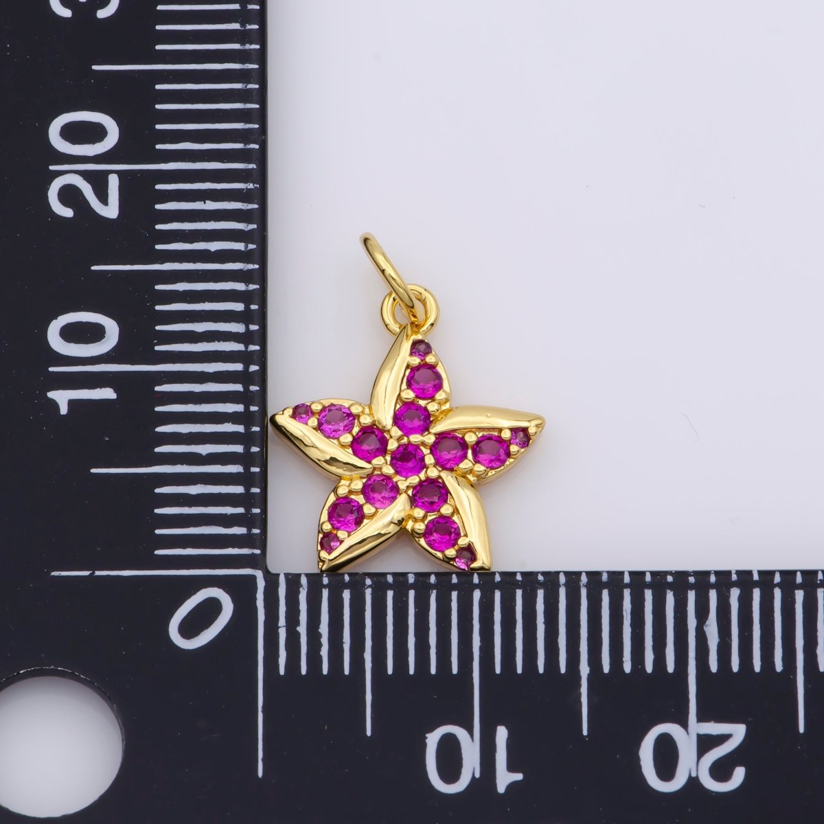 Hot Pink Star Gold Filled Charm M-389 M-483 - DLUXCA