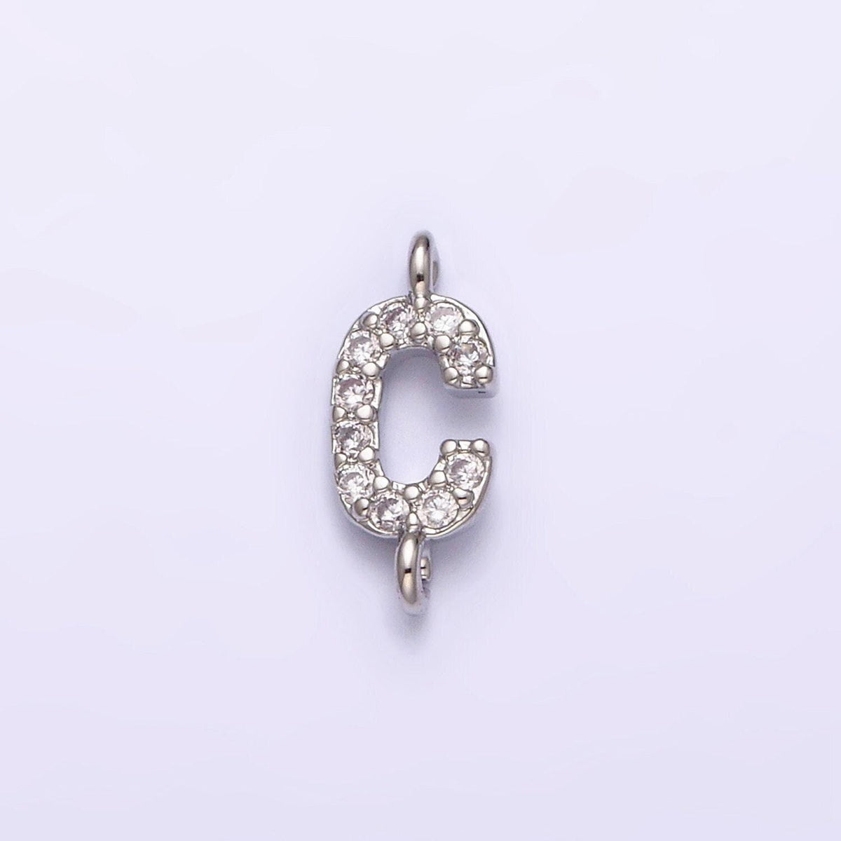 Mini cz sideway initial charm connector silver letter dainty name necklace link connector for personalized jewelry supply bracelet necklace