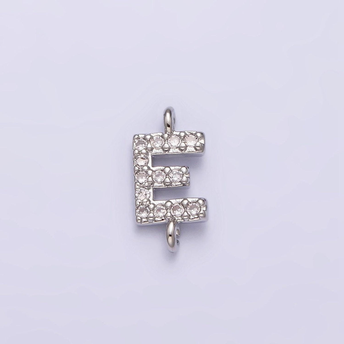 Mini cz sideway initial charm connector silver letter dainty name necklace link connector for personalized jewelry supply bracelet necklace