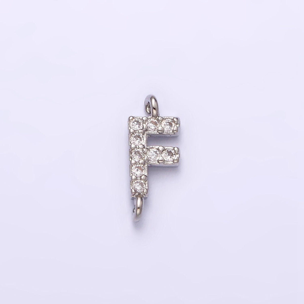 Mini cz sideway initial charm connector silver letter dainty name necklace link connector for personalized jewelry supply bracelet necklace
