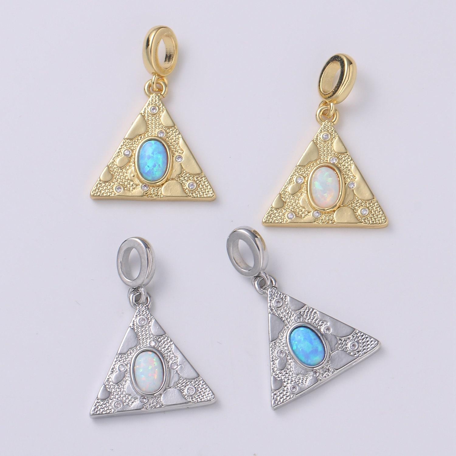 Dainty pendant triangle opal charm for necklace bracelet earring/geometric charm dangle for jewelry making supply h-307 h-309 h-384 h-387