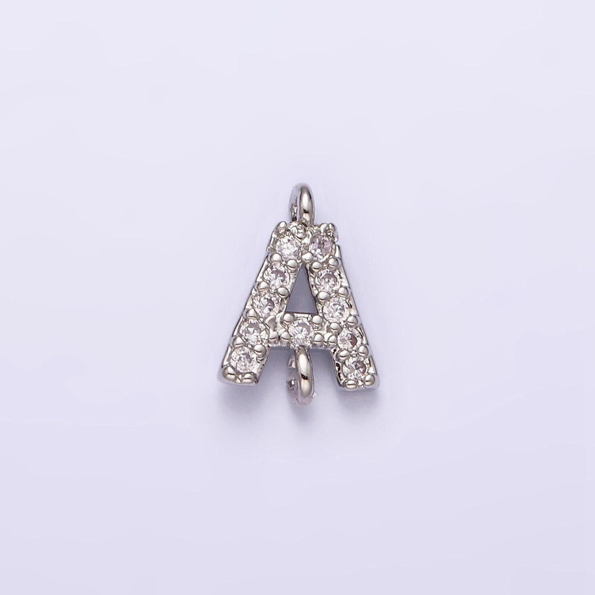Mini cz sideway initial charm connector silver letter dainty name necklace link connector for personalized jewelry supply bracelet necklace