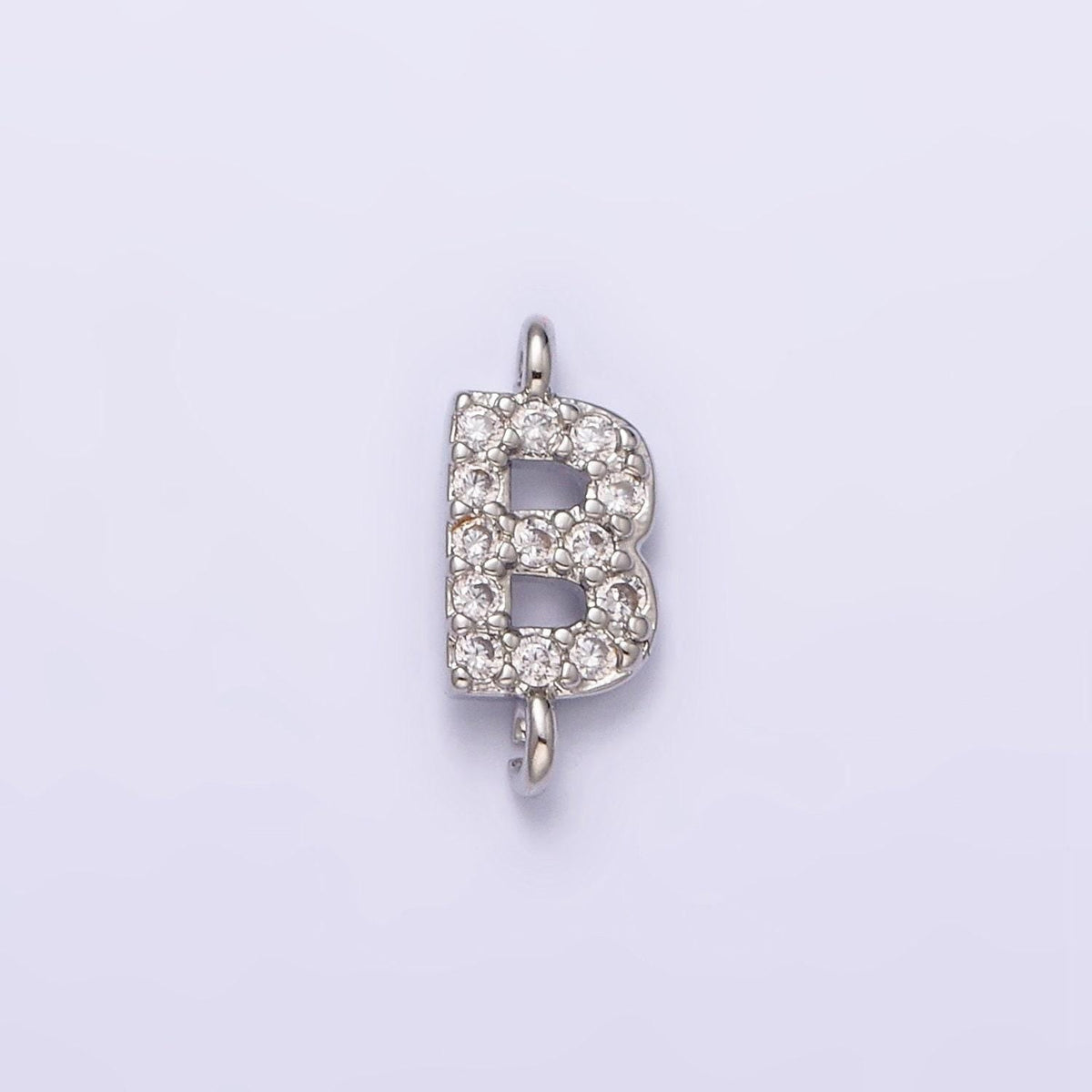 Mini cz sideway initial charm connector silver letter dainty name necklace link connector for personalized jewelry supply bracelet necklace