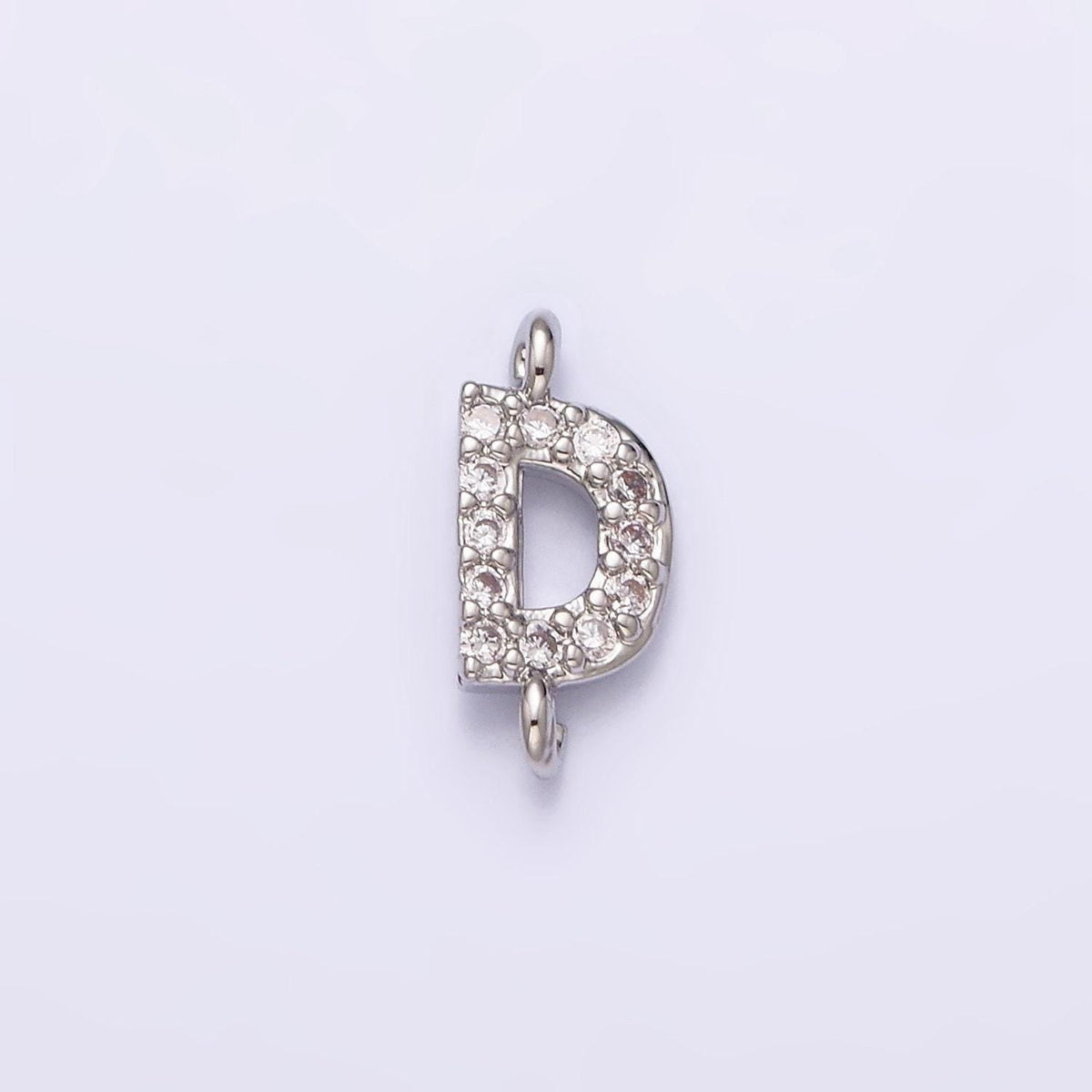 Mini cz sideway initial charm connector silver letter dainty name necklace link connector for personalized jewelry supply bracelet necklace