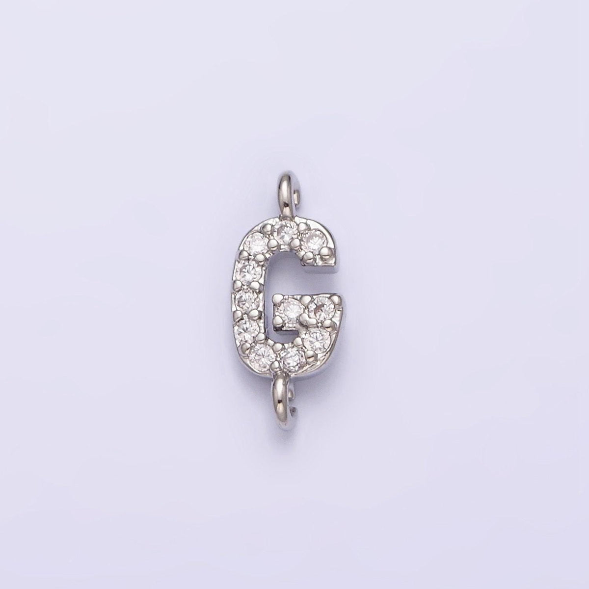 Mini cz sideway initial charm connector silver letter dainty name necklace link connector for personalized jewelry supply bracelet necklace
