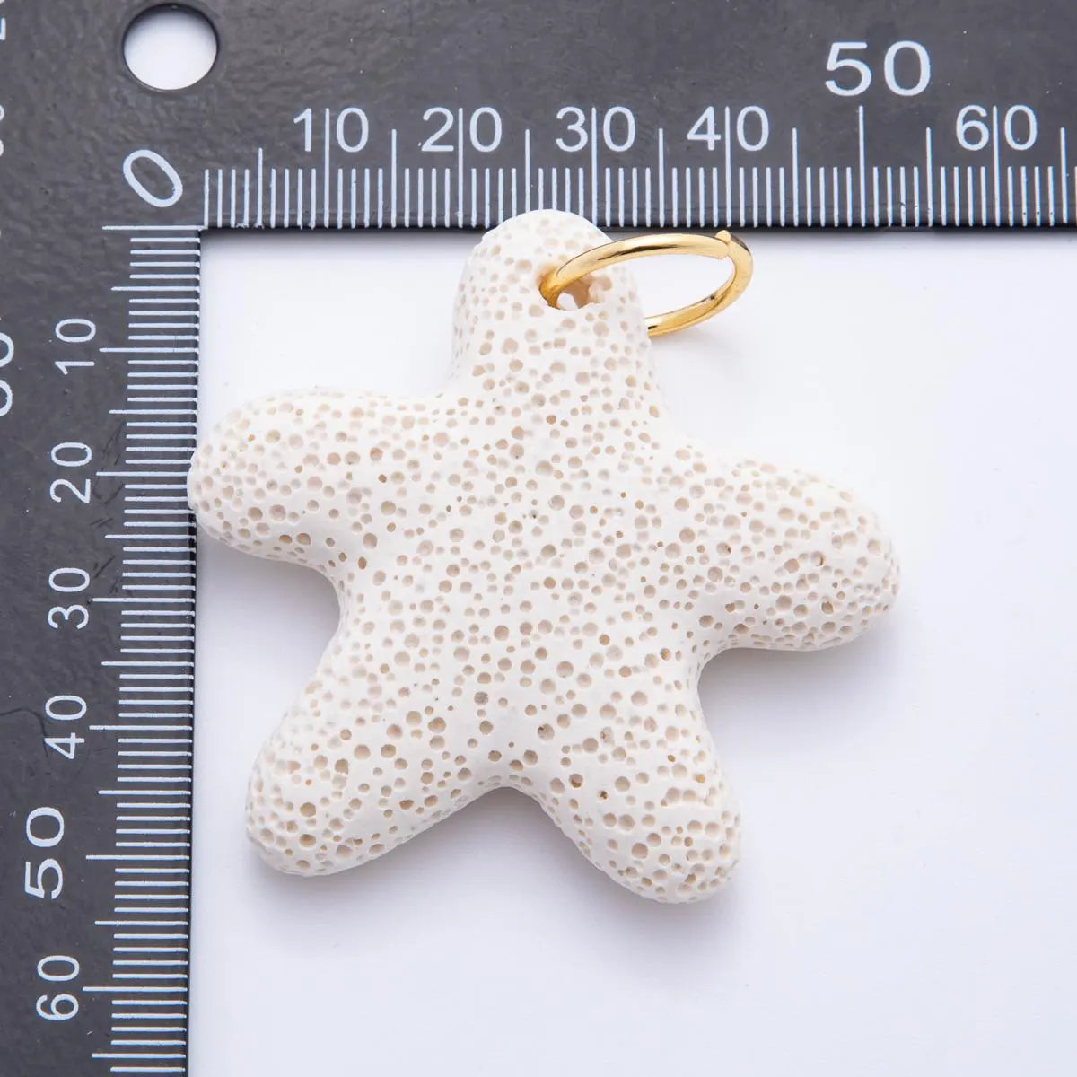 Big Lava Stone Starfish Charm in White and Blue | C-00722