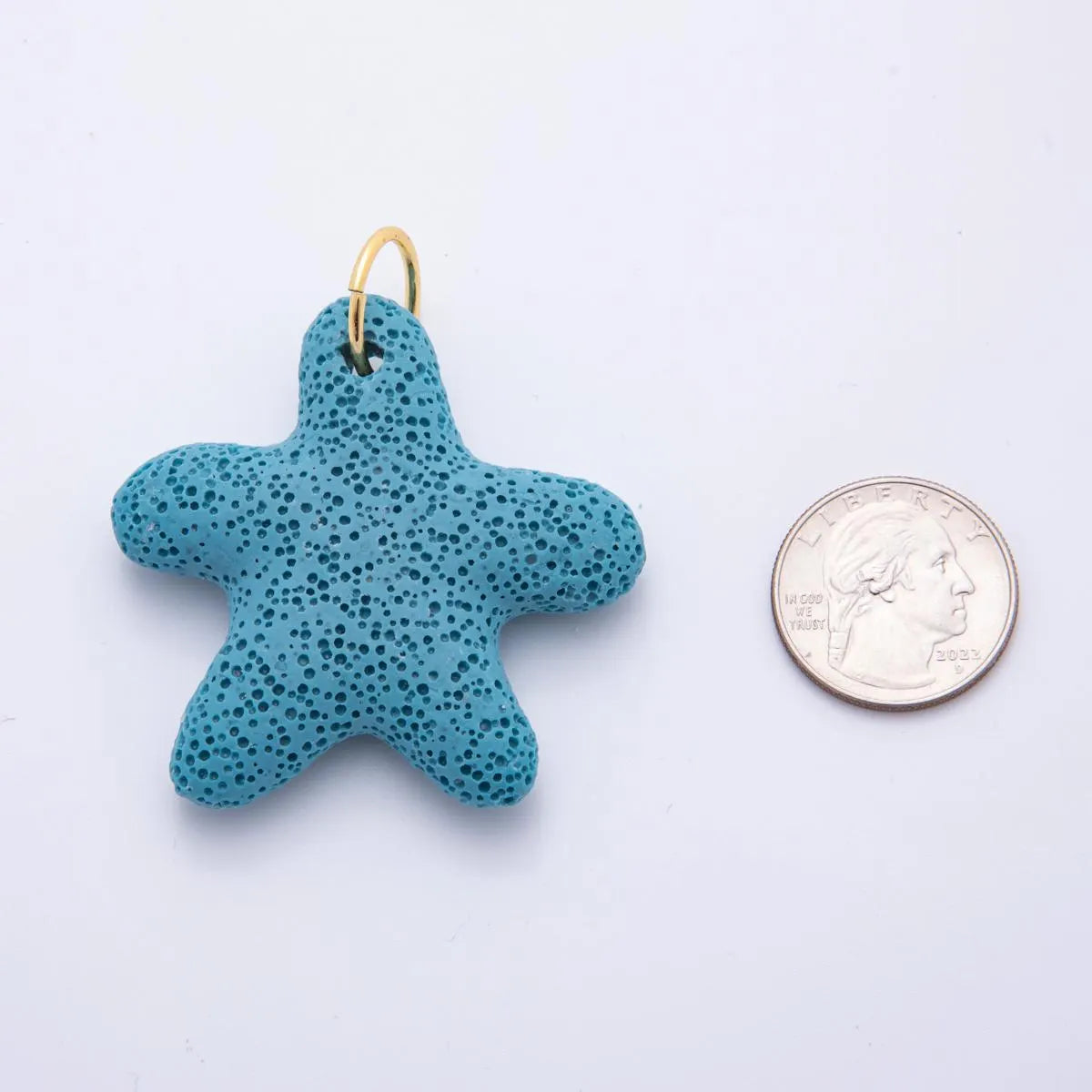 Big Lava Stone Starfish Charm in White and Blue | C-00722
