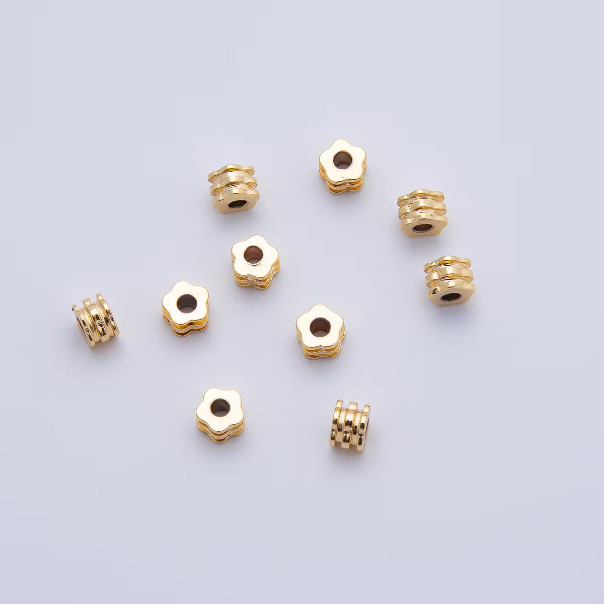 18K Gold Filled 8mm Textured Flower Spacer Bead Set by 10  | B303