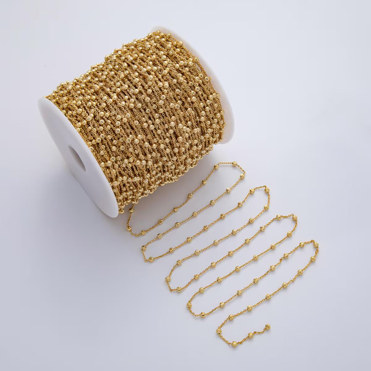 16K Gold Filled 3mm Ball Satellite Unfinished Chain by Yard | Roll-1765