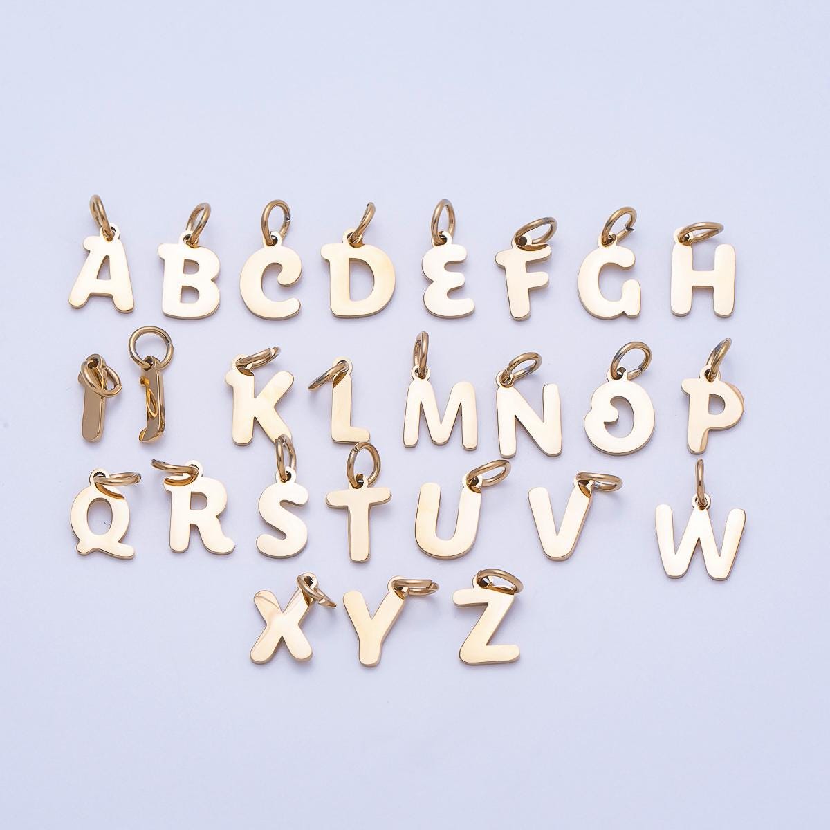 PVD Gold Plated Comic Font Initial Charm Dainty Alphabet Charm for Personalized Jewelry Tarnish Free Charms-667
