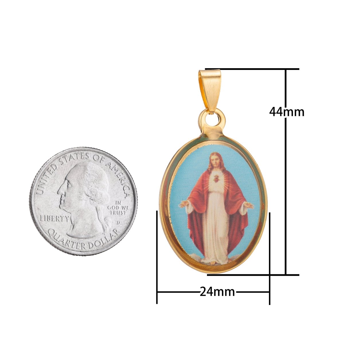 Jesus Pendant, Jesus Christ Charm God Gold Pendant, God Pendant, Religious Jewelry, for Layering Necklace J - 573 - DLUXCA