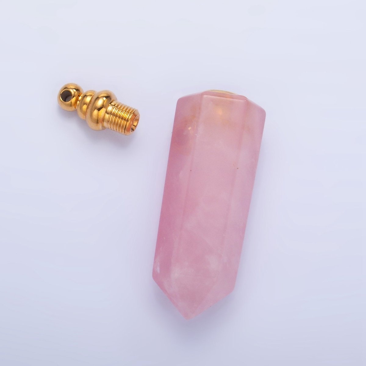 Long Pointed Crystal Vial Perfume Bottle Charm Rose Quartz Amethyst Aventurine Gemstone Essential Oil Bottle Pendant - DLUXCA