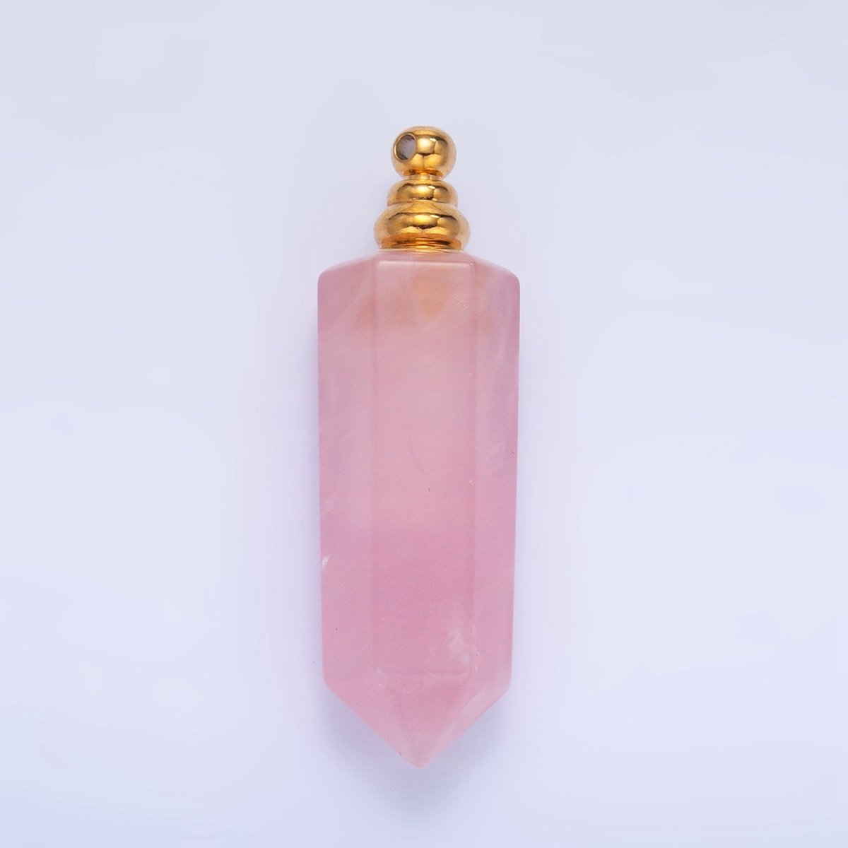 Long Pointed Crystal Vial Perfume Bottle Charm Rose Quartz Amethyst Aventurine Gemstone Essential Oil Bottle Pendant - DLUXCA