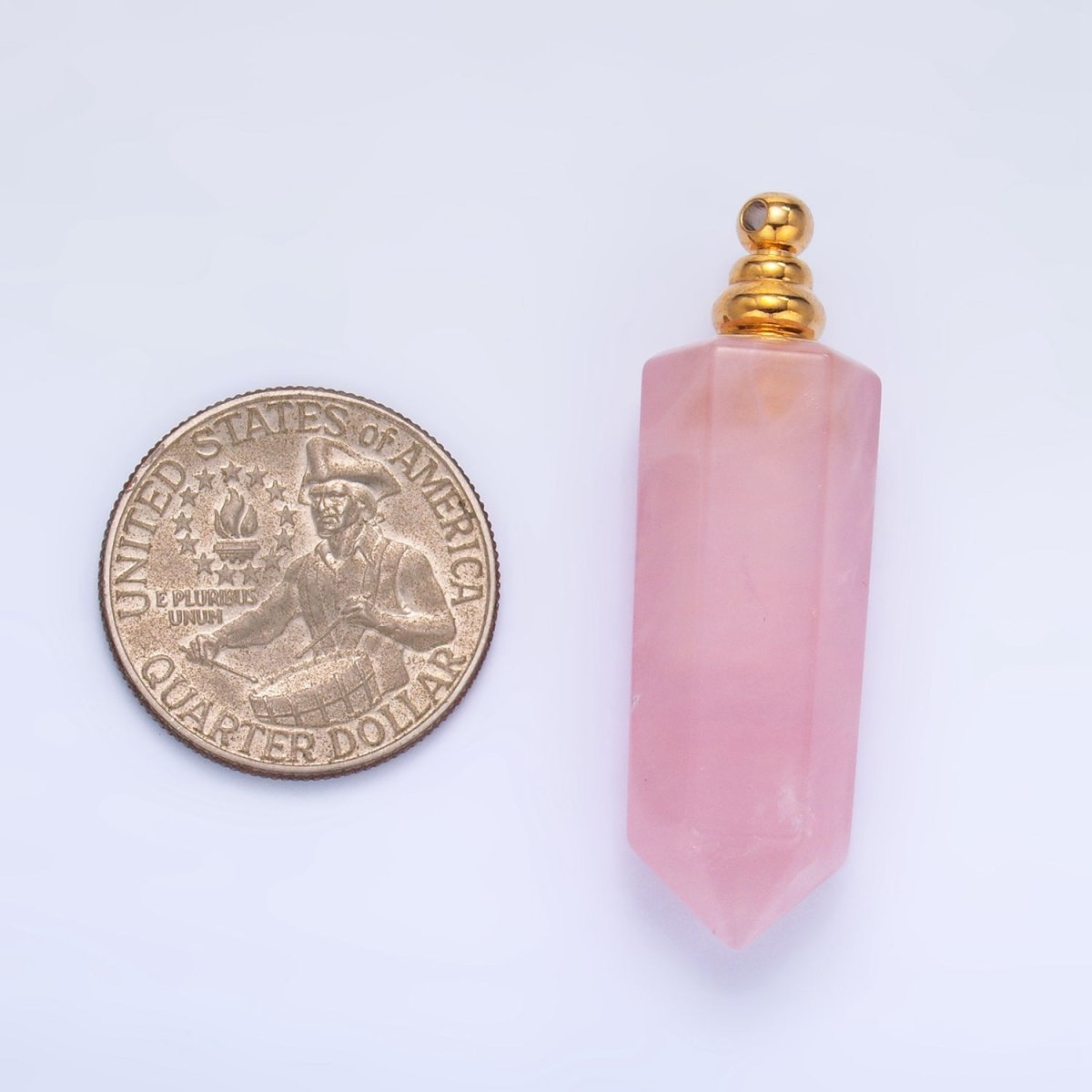 Long Pointed Crystal Vial Perfume Bottle Charm Rose Quartz Amethyst Aventurine Gemstone Essential Oil Bottle Pendant - DLUXCA