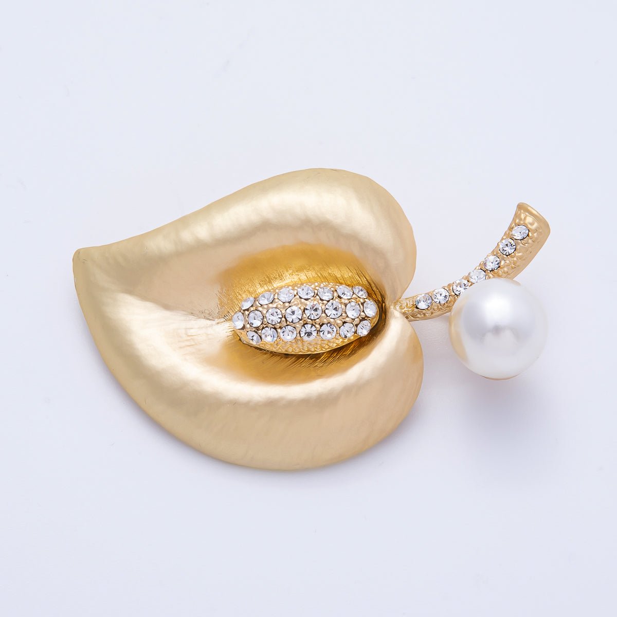 Matte Gold 58mm x 36mm Acrylic Pearl Leaf Nature Pin Brooch | BH - 035 - DLUXCA