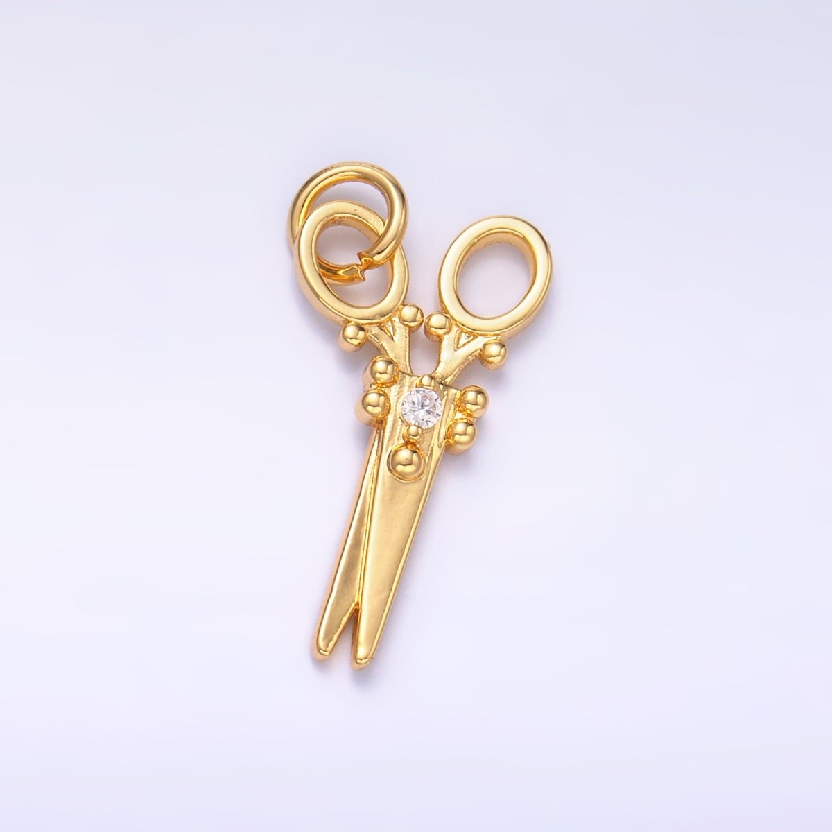 Mini 24K Gold Filled Micro Paved Scissors Charm M - 318 - DLUXCA