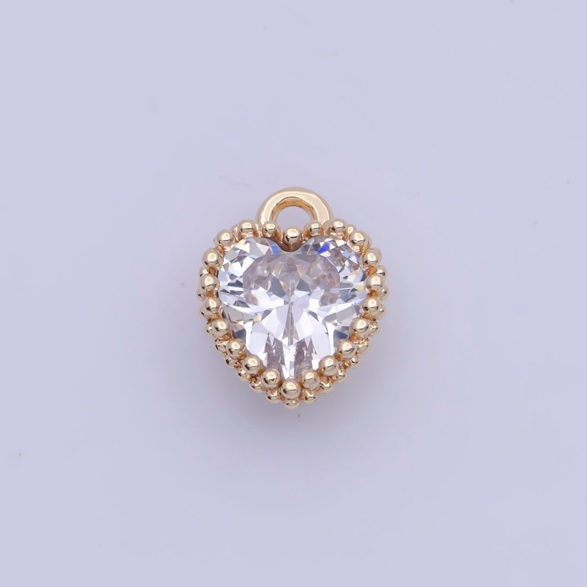 Mini BIRTHSTONE Cubic Zirconia Heart Gold Charm Add on Component For Jewelry Making | C - 066 C - 088 C - 098 C - 106 C - 192 C - 195 AG - 144~AG - 147,AG - 149 - DLUXCA