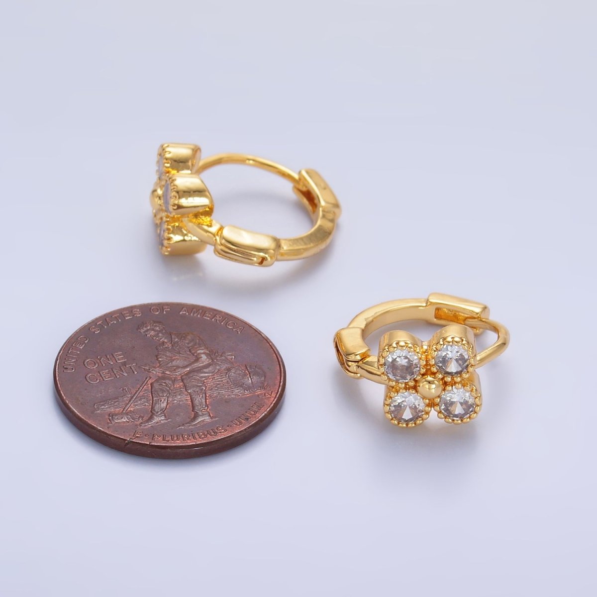 Mini Cubic Flower CZ Huggie Earring | AB - 702 - DLUXCA