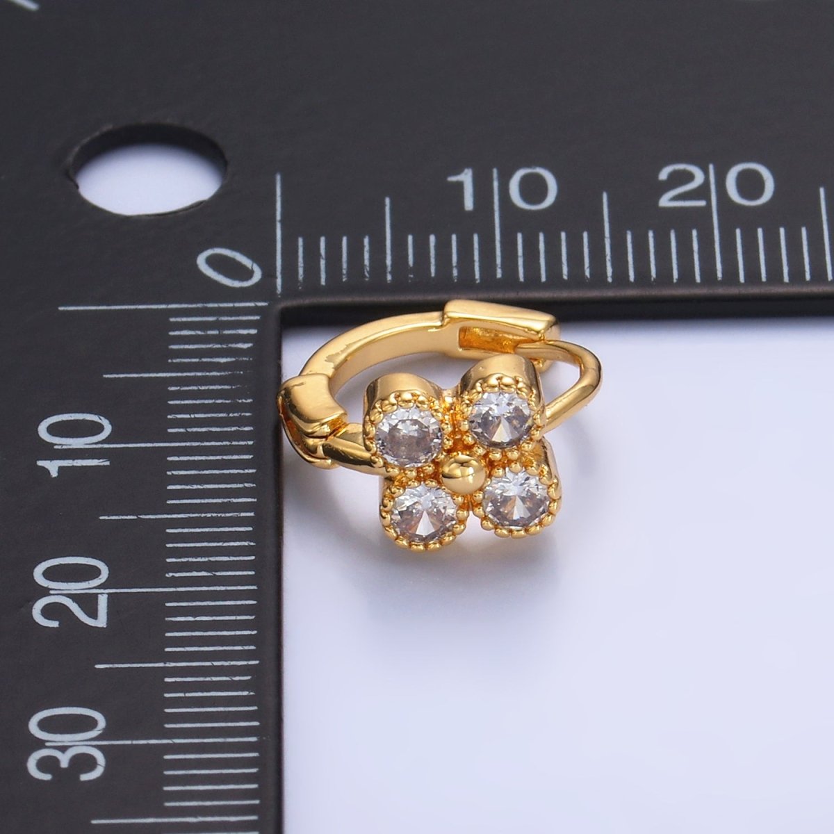 Mini Cubic Flower CZ Huggie Earring | AB - 702 - DLUXCA