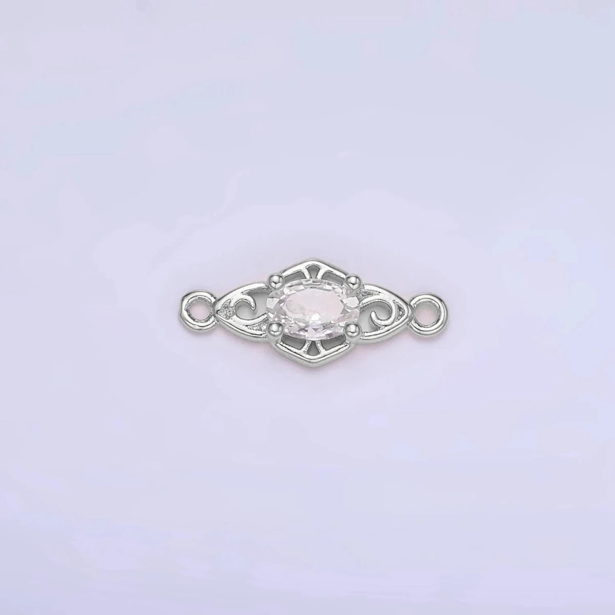 Mini Diamond Cubic Zirconia Connector Silver Plated 7.2mm Clear, Pink, Purple CZ Link Connector | Connectors - 00011 - DLUXCA