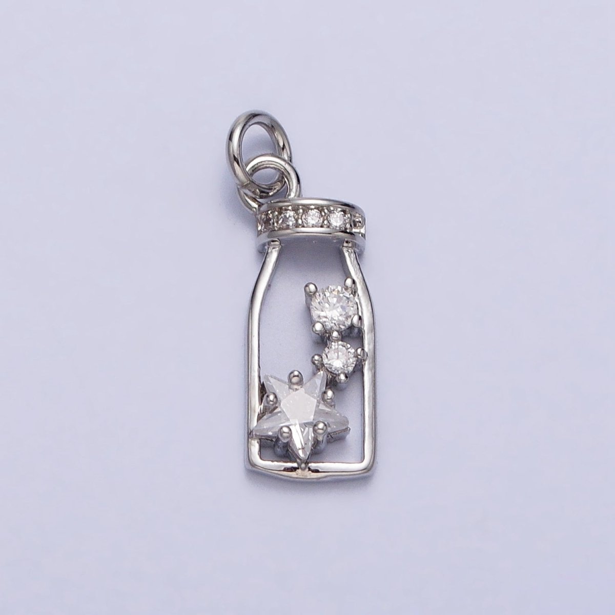 Mini Gold Bottle Charm With Cz Star Celestial Jewelry N - 277 - DLUXCA