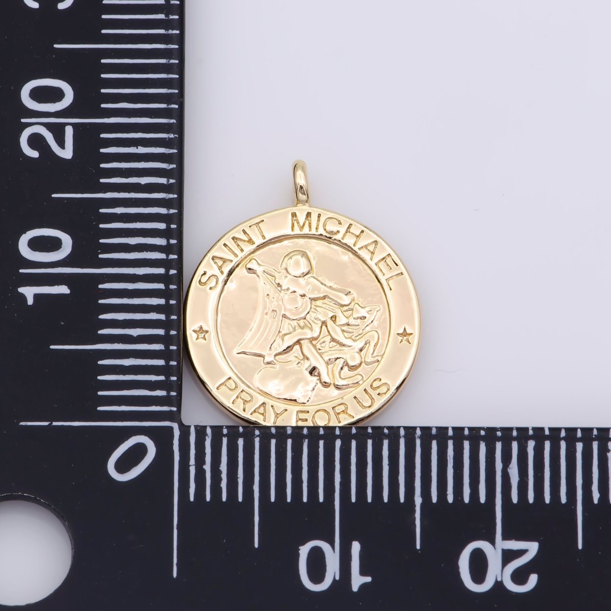 Mini Gold Filled Saint Michael Charm Pendant Pray For Us Jewelry Inspired M481 - DLUXCA
