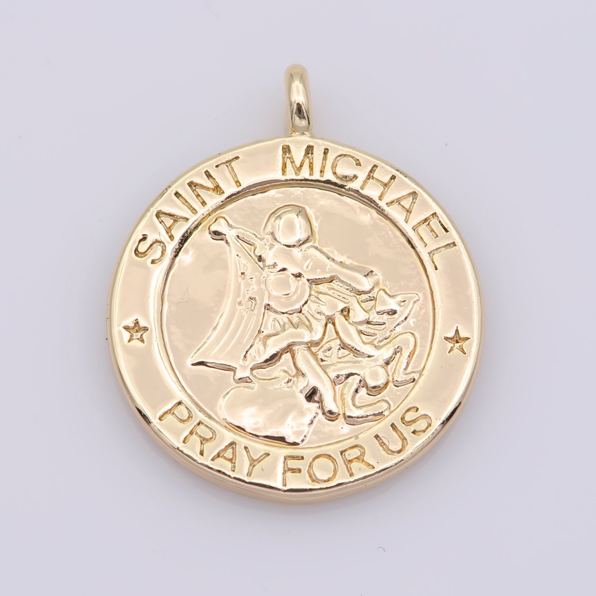 Mini Gold Filled Saint Michael Charm Pendant Pray For Us Jewelry Inspired M481 - DLUXCA