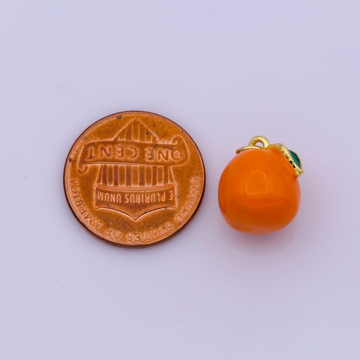 Mini Gold Orange Charm Enamel Tangerine Pendant M-827 - DLUXCA