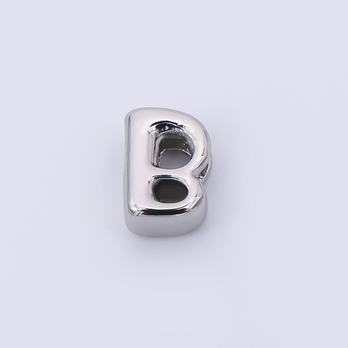 Mini Silver 8mm Initial Letter Alphabet Chubby Spacer Bead | AF040 - AF052 - DLUXCA
