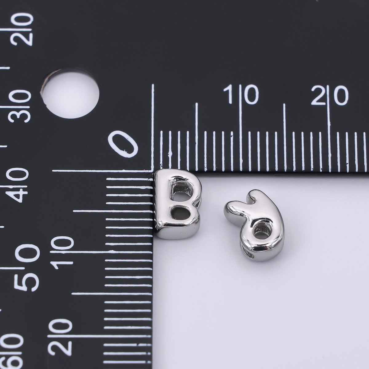 Mini Silver 8mm Initial Letter Alphabet Chubby Spacer Bead | AF040 - AF052 - DLUXCA