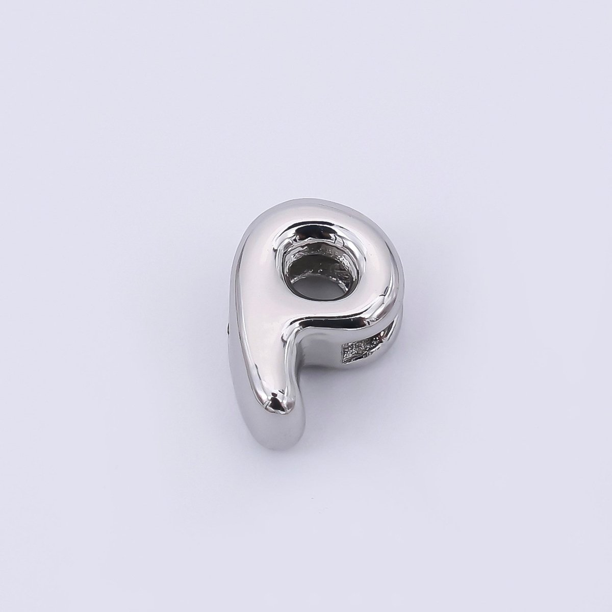 Mini Silver 8mm Initial Letter Alphabet Chubby Spacer Bead | AF040 - AF052 - DLUXCA