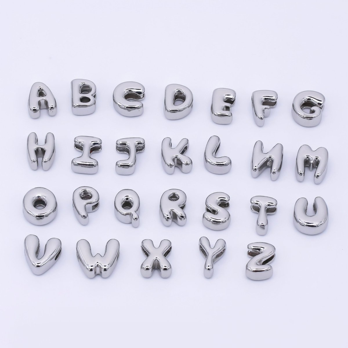 Mini Silver 8mm Initial Letter Alphabet Chubby Spacer Bead | AF040 - AF052 - DLUXCA