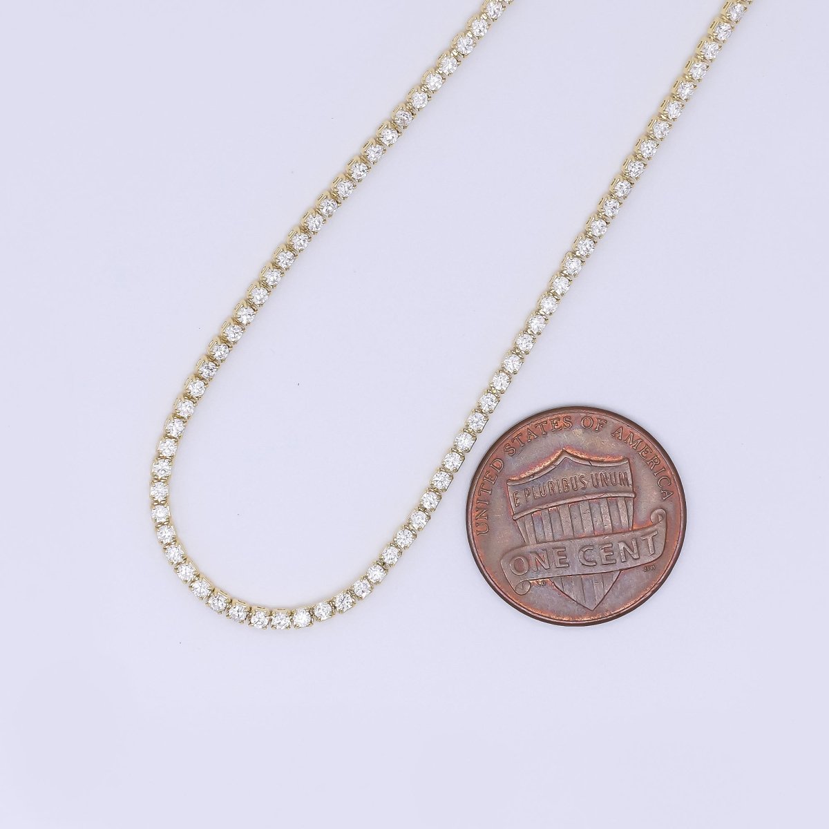 Minimalist Clear CZ Tennis Gold Filled Necklace 16.35 Inch + Extender | WA - 1598 - DLUXCA