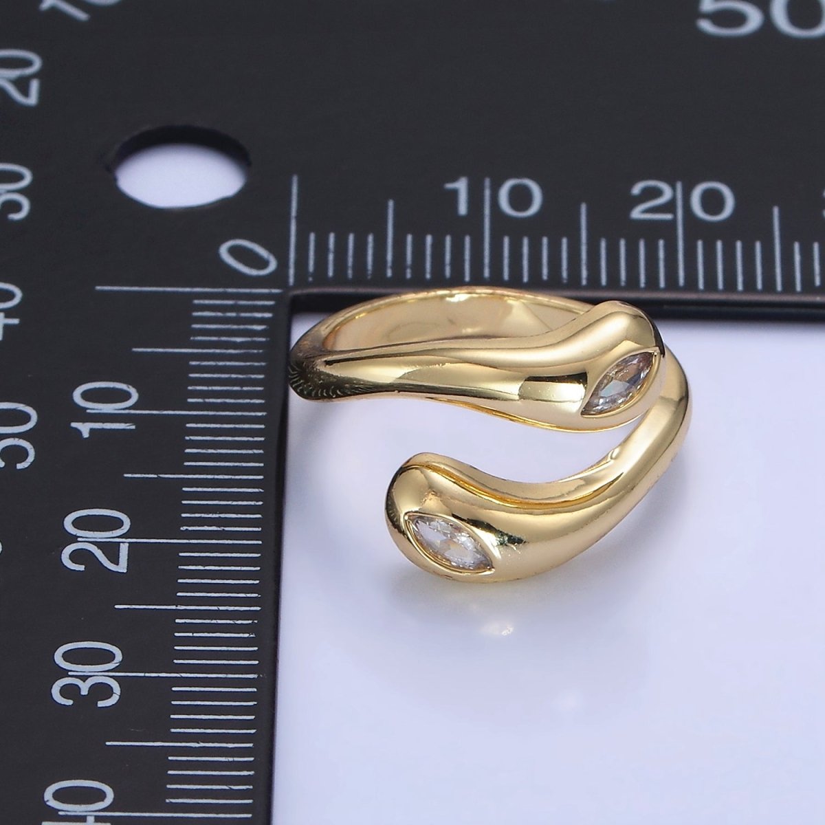 Minimalist Gold Filled Wrapped Adjustable Ring With Clear CZ Sone - O - 196 - DLUXCA