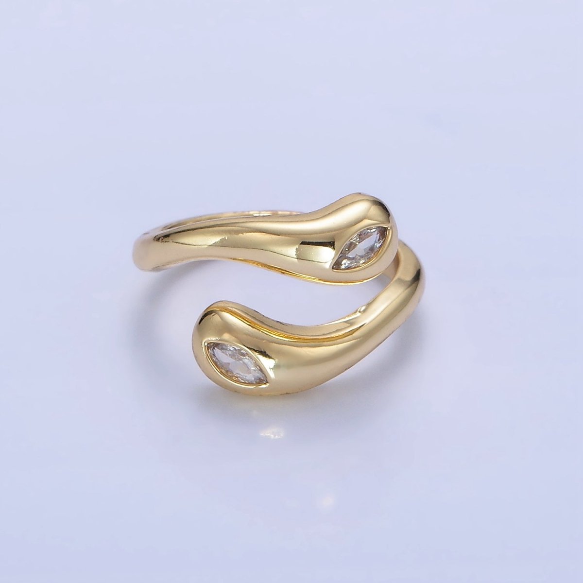 Minimalist Gold Filled Wrapped Adjustable Ring With Clear CZ Sone - O - 196 - DLUXCA