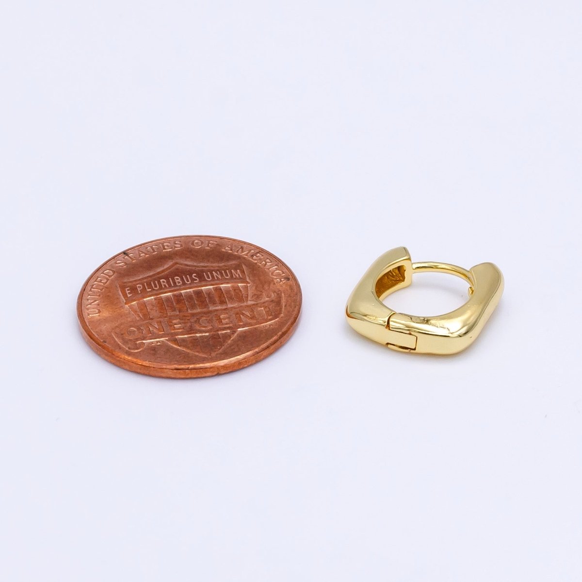 Minimalist Rectangular Small Hoop Earrings Gold Filled Sterling Geometric Hoop Earrings AB1155 - DLUXCA