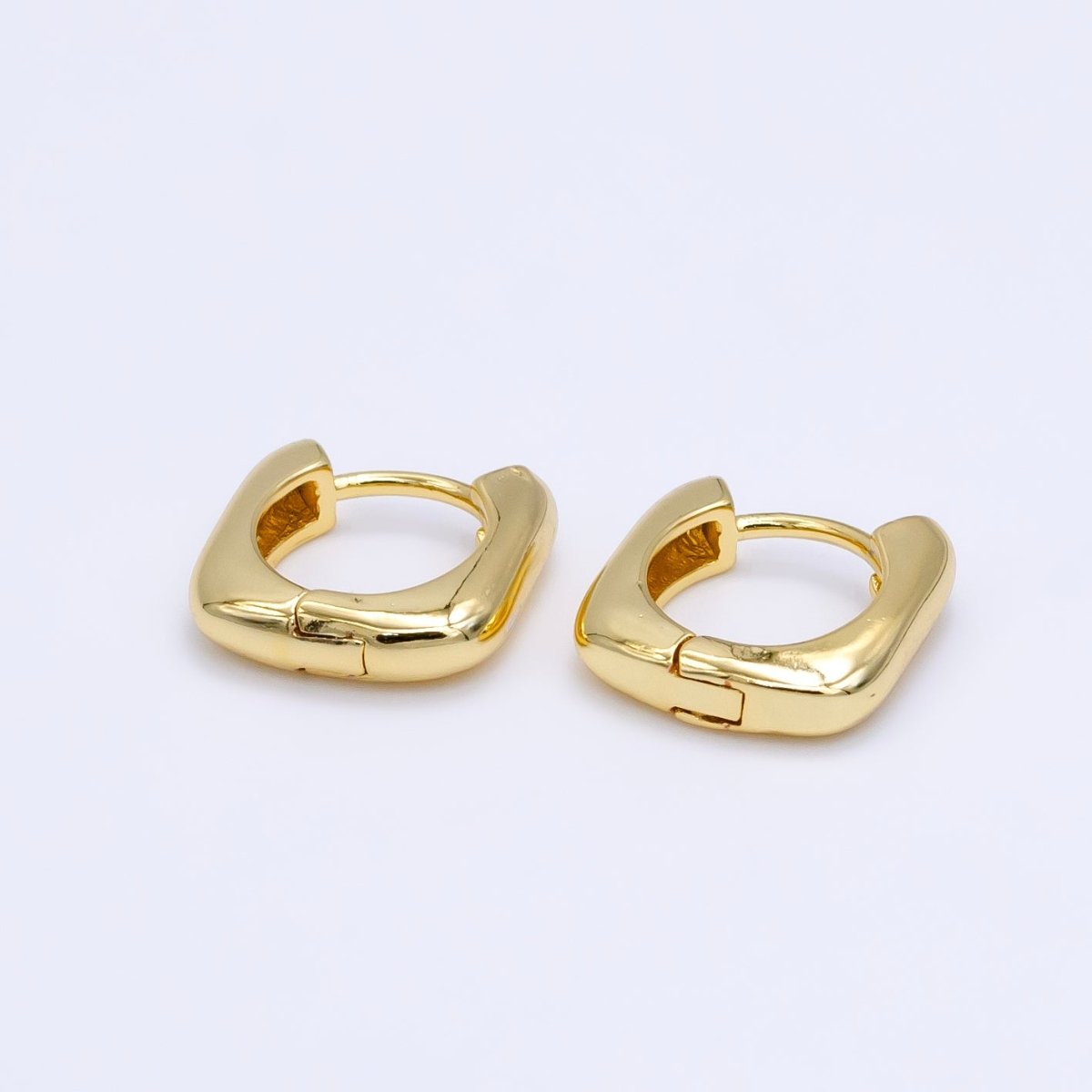Minimalist Rectangular Small Hoop Earrings Gold Filled Sterling Geometric Hoop Earrings AB1155 - DLUXCA