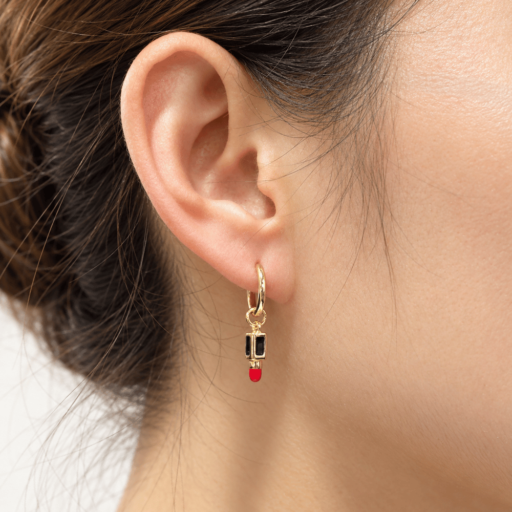 16K Gold Filled 15mm Red Lipstick Makeup 3D Multidimensional Mini Charm | Charms-02364